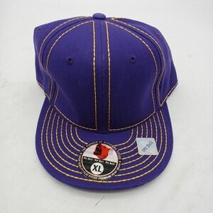 Purple with Gold Stitching Pit Bull Flat Fitted Size XL Hat Cap Los Angles Laker